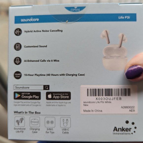 NIB - Anker Soundcore Life P3i wireless, noise cancelling ear buds - White - Picture 3 of 10
